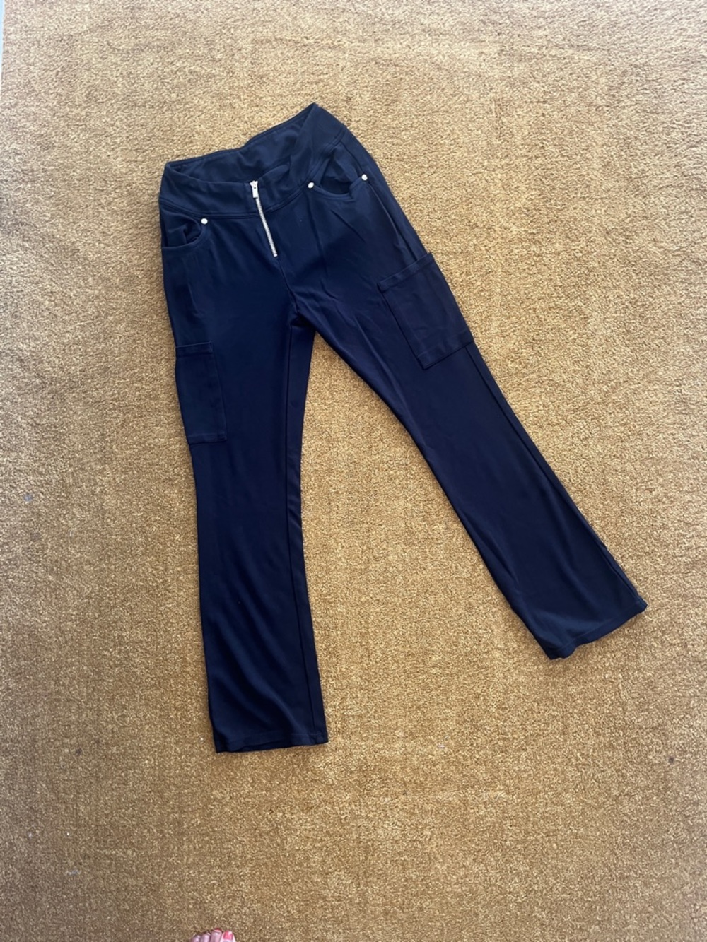 Jaanuu Black Boot Cut Cargo Scrub Pants